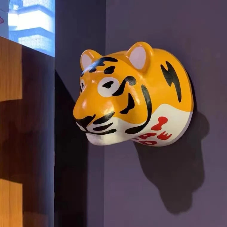 Humanmade Tiger Head Hanging Ornaments Sculpture Wall Trend Ornaments Children's Creative Wall Hanging ResinTiger Head