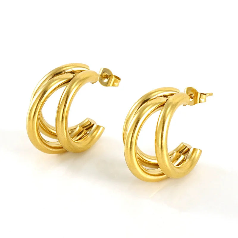BM Hypoallergenic 18K Stainless Steel Gold-plated Multi-layer Earrings