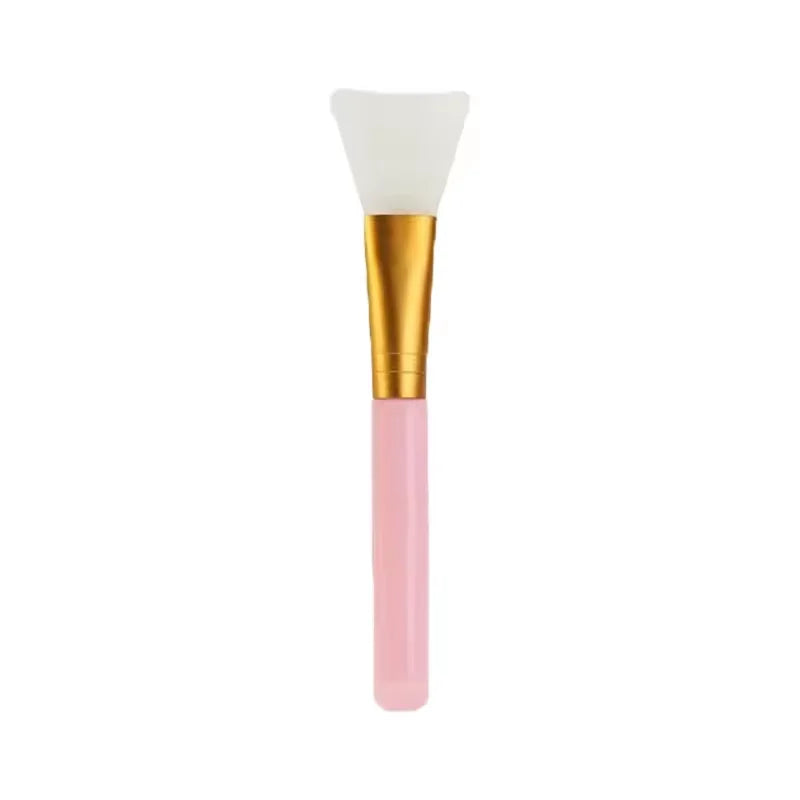 Soft Tip Silicone Mask Applicator Flat Style Beauty Homemade Face Brush with Synthetic Hair Makeup Brush Set Pink Color