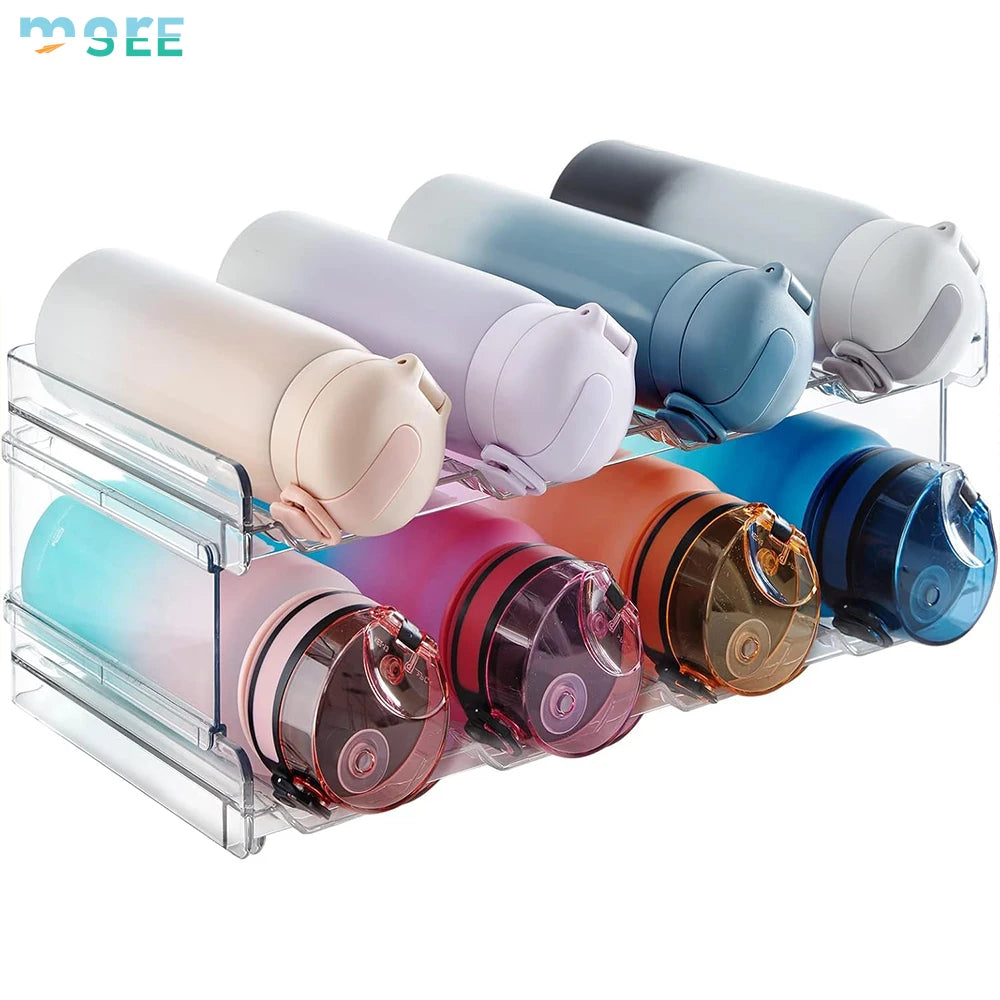 SeeMore Selection 2-Layer Plastic Countertop Organizer Pantry Refrigerator Cabinet Rack Holder 8 Bottles Stackable Wine Rack