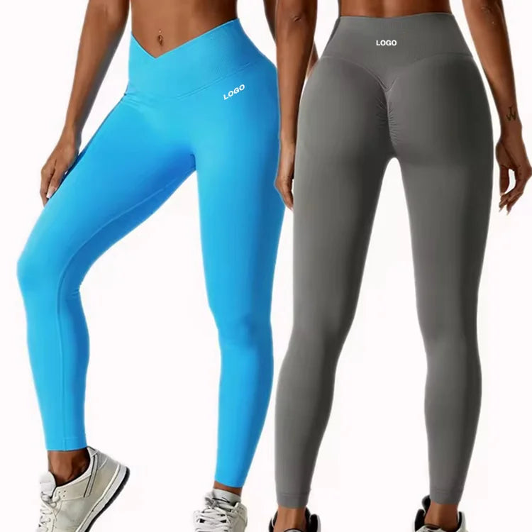 New Arrivals High Waisted Scrunch Butt v Waist Leggings Custom logo Gym Workout Seamless Leggings for Women