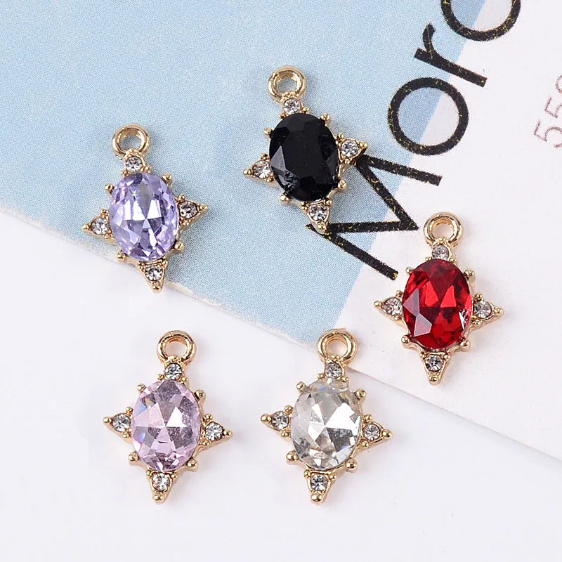 11X15mm Zinc Alloy Oval Rhinestone Diamond Base Diy Jewelry Finding Making Accessories Pendant Charm