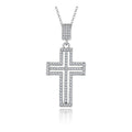 Qingxin Customization OEM Wholesale 925 Sterling Silver Zircon Cross Pendant Necklace Rhodium Plated Wedding Charms