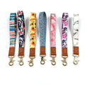 Custom Logo Woven Embroidered Short Keychain Lanyard Motorcycle Wrist Lanyards With Eagle Hook