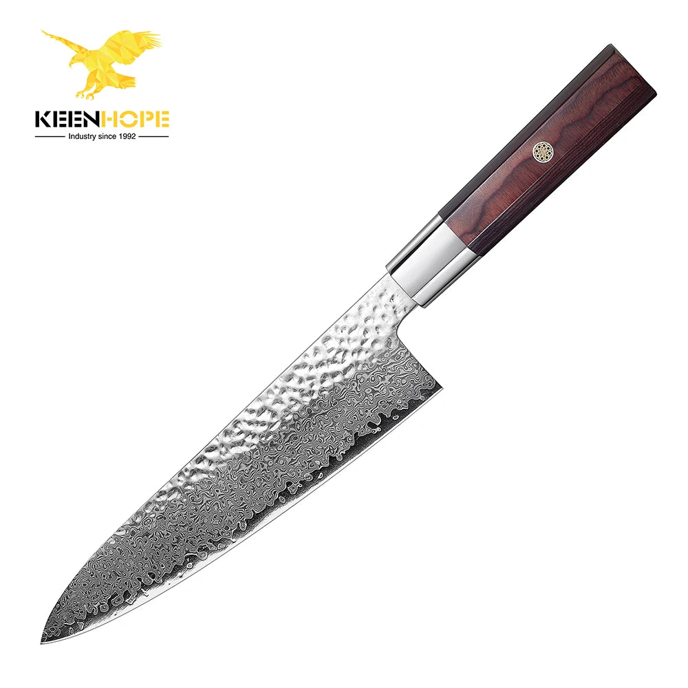 KEENHOPE Stunning 67 Layers Damascus Steel Gyuto Knife With VG10 Core 8 Inch Gyuto Japanese Knife Damascus Gyuto