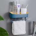 Bathroom Accessories Wall Mounted Suction Plastic Storage Rack Shelf Traceless Tape Plastic Wall Shelf