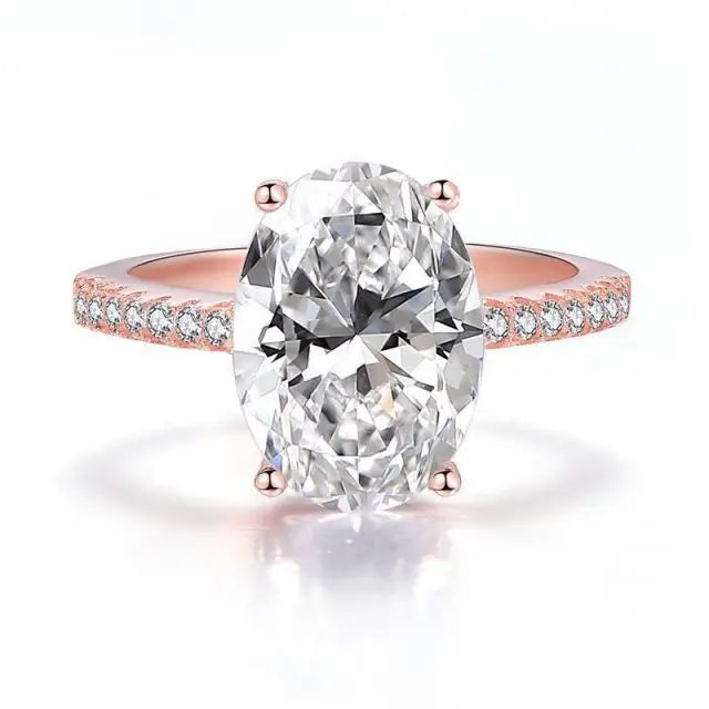 New Oval Solitaire Engagement Ring Thin Band in Sterling Silver 925