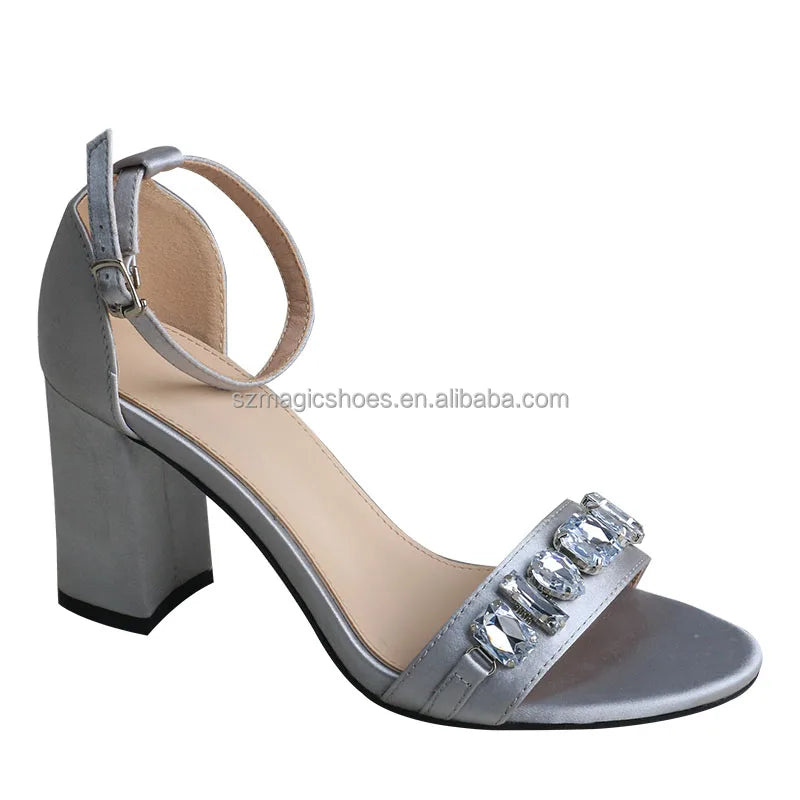 Diamond Sandals for Wedding in Block Heel