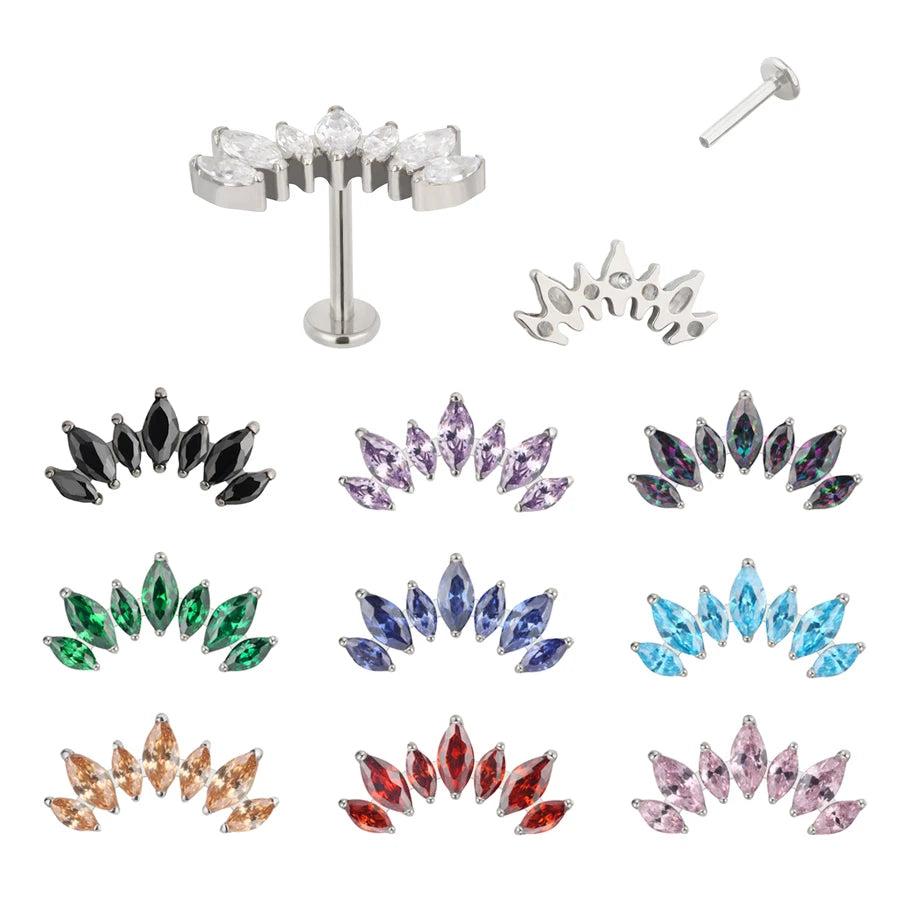 GZN Hot G23 ASTM F136 Titanium Jewelry Internally Threaded Top Labrets Earrings Piercing Body Fashion Jewelry