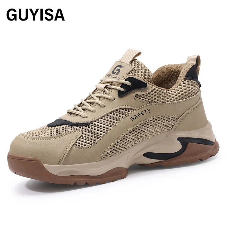 For GUYISA New 10KV Insulated Anti- Smashing and Anti-Piercing Safety Shoes Brown Plastic Toe Cap Standard up to Winter Suitable