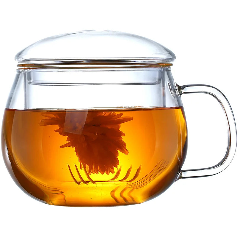 Wholesale 300ml Clear Glass Tea Cup with Double Wall Structure Heat-Resistant Infuser Handgrip for Drinks Coffee Beer Gifts