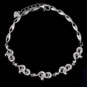 Sterling Silver 3*3mm Semi Mount Bracelet Empty Support Blank Claw Setting S925 Mountain Base Holder Without Stone for Inlay DIY