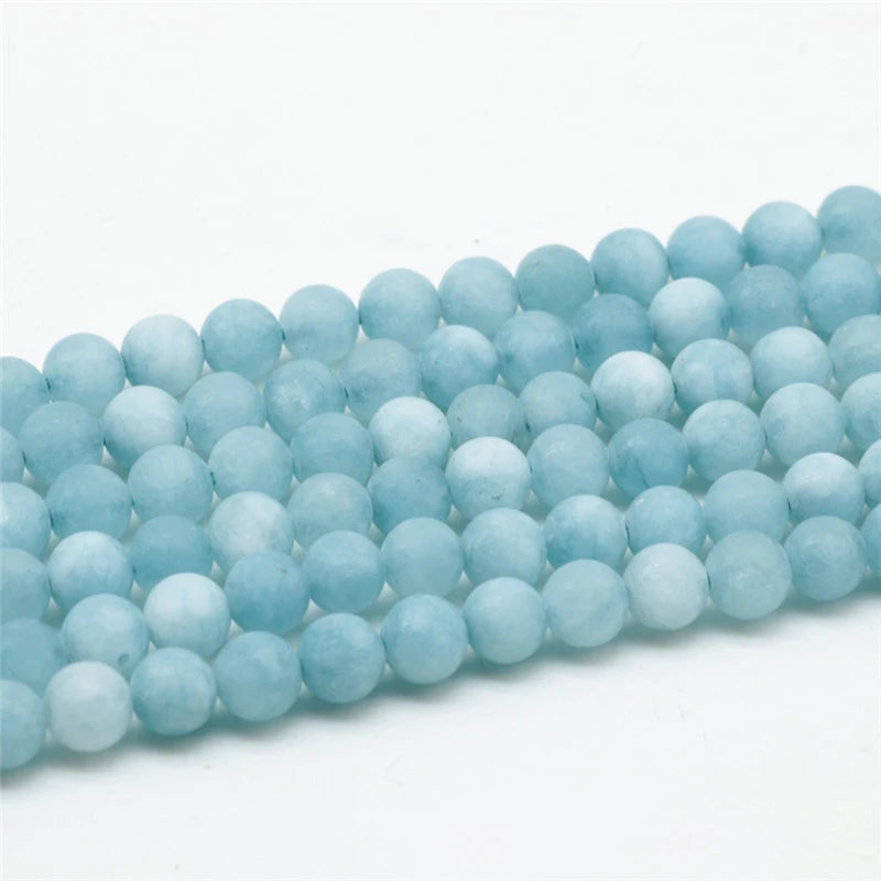 Wholesale 8mm Natural Gemstone Loose  Round Beads Matte Frosted Aquamarine 10mm Beads for Jewelry Making