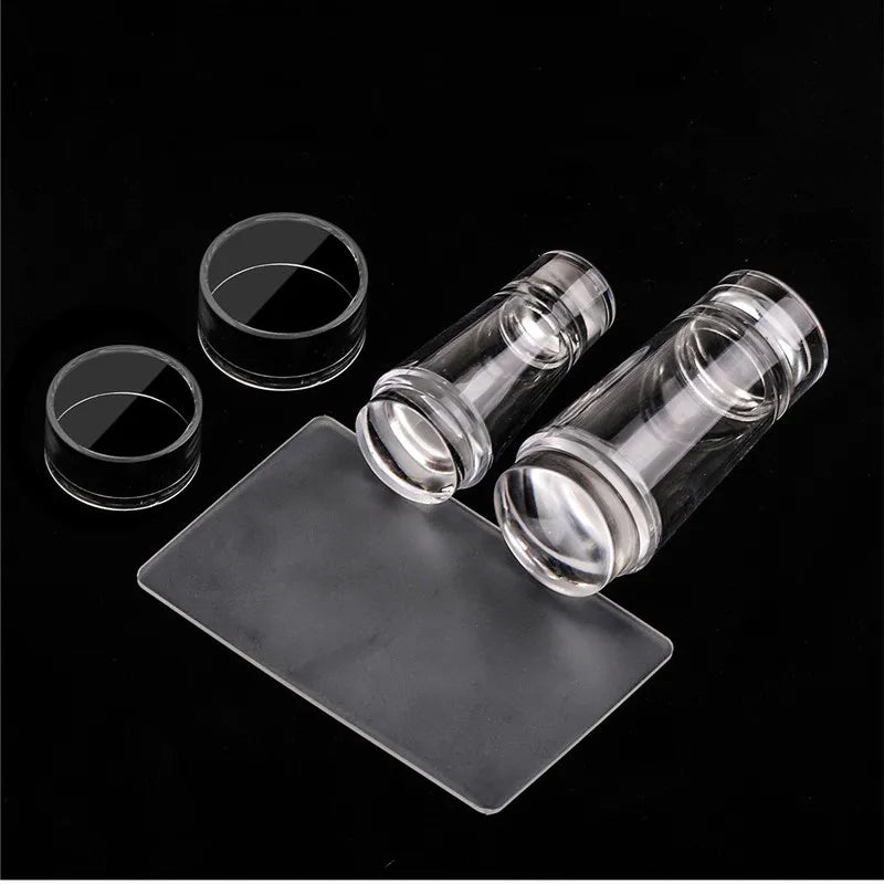 Double Head Clear Nail Art Stamper 2 Size Silicone Jelly Stamp with Scraper for Precise French Manicure Image Transfer Wholesale