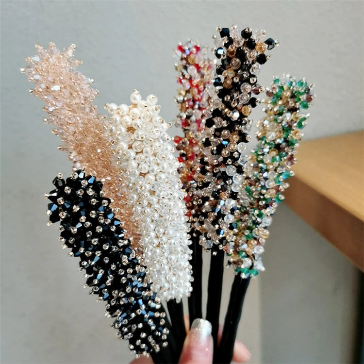 Wedding Bridal Rhinestone Pearl Flower Clear Crystal Handmade Hair Pins Clips for Bridesmaid Hairwear Jewelry Hair Accessory