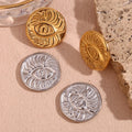 2024 New Arrival Fashion Jewelry Retro Fashion Earrings Jewelry Stainless Steel Plated 18K Gold Long Evil's Eye Studded Earrings