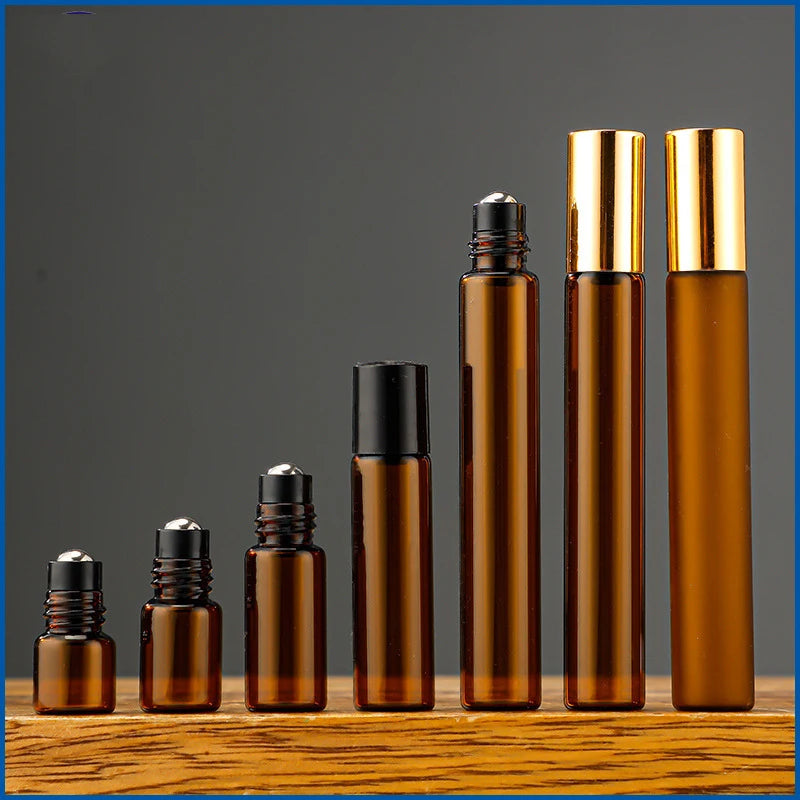 3ML 5ML 10ML Clear/Amber Essential Oil Glass Roll on Bottle Perfume Bottle for Essential Oils