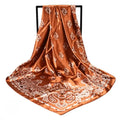 Korean Style Luxury Custom Design Square 90x90cm Silk Screen Printed Skin Friendly Polyester Scarf for Women Summer Daily Wear