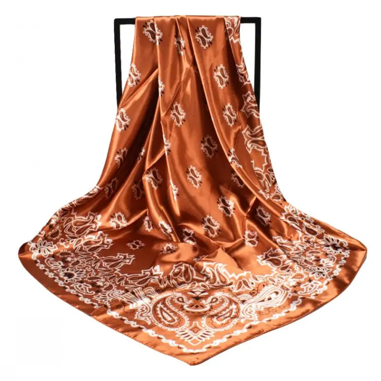 Korean Style Luxury Custom Design Square 90x90cm Silk Screen Printed Skin Friendly Polyester Scarf for Women Summer Daily Wear