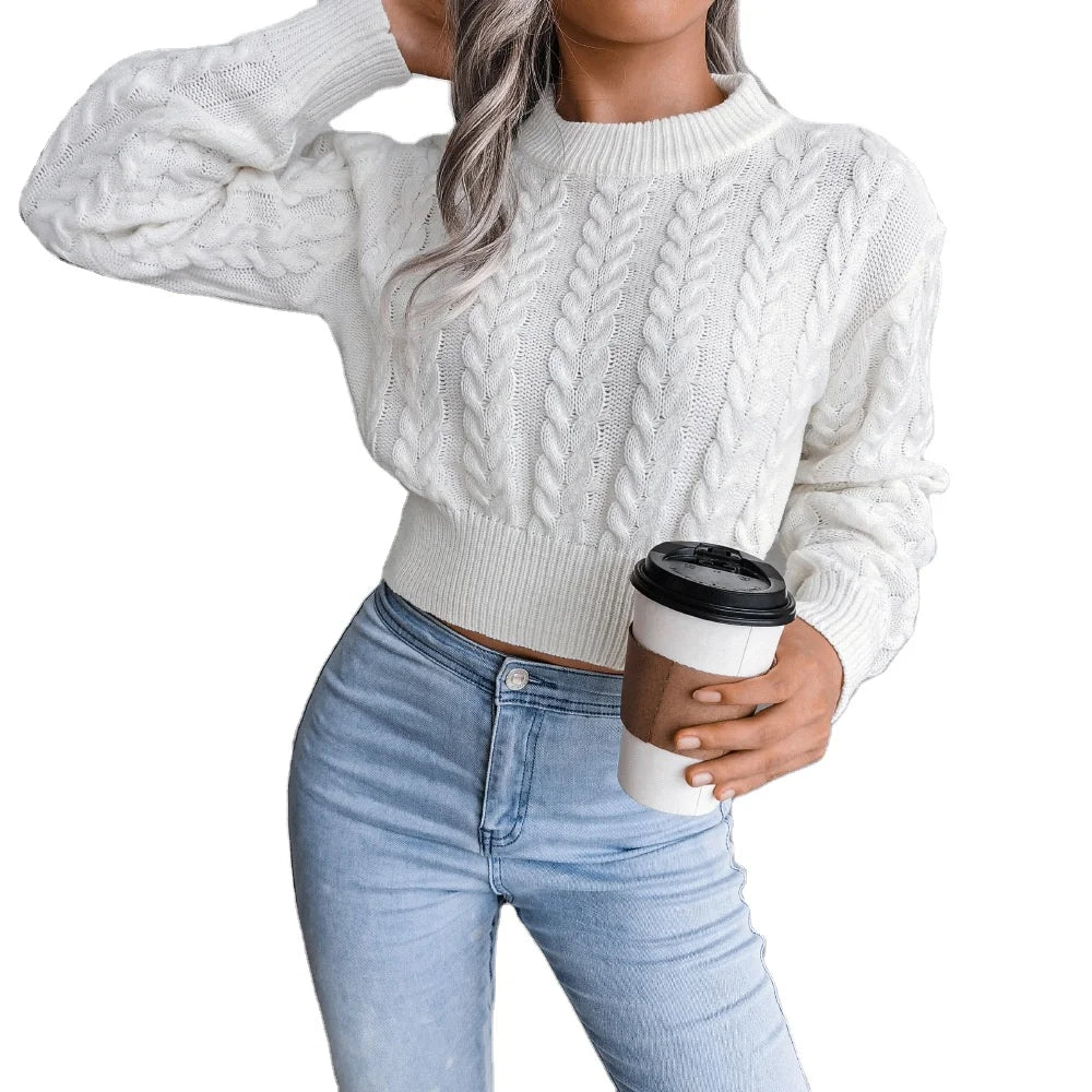 50%OFF Knitted Sweater Womens Winter Warm Long Sleeve Jumper Top Ladies Fashion New O-neck Knitted Pullover Sweatshirt for Women
