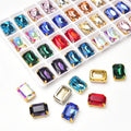 Rectangle Octagonal K9 Crystal With Gold Silver Claw Sew on Rhinestone Diamonds for Garment Shoes Bags Jewelry Diy Trim