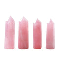 Multi-Sized Rose Quartz Stone Crystal Hexagonal Pillar Decoration Office Ornament Charms Tower Stone Crafts DIY Witchcraft Gift
