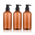 PET Amber 400ml Cosmetic Plastic Bottle Pump PP Cap for Personal Care Lotion Skin Care Serum Shampoo Private Label Custom Color