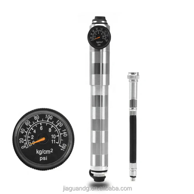 Portable Mini Aluminum High Pressure Bicycle Pump with Pressure Gauge 11 Bar/160psi Schrader/Presta Valve for Bike & Bicycle Use