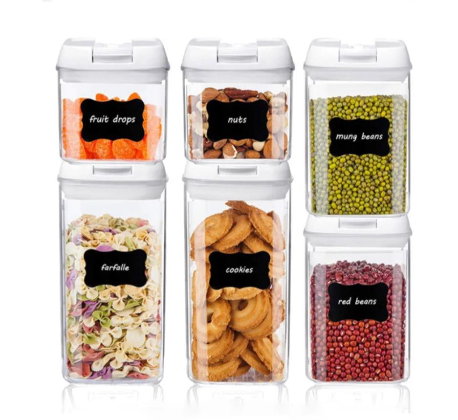 Set of 6 Airtight Plastic Storage Boxes BPA Free Candy Jars for Food for Camping