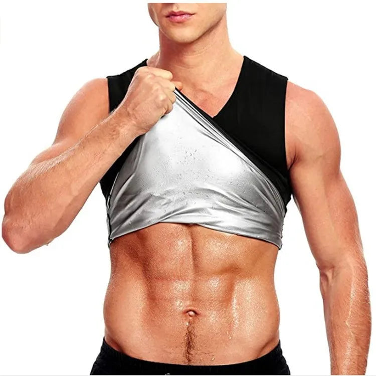 Men Sauna Sweat Vest Compression Fitness Body Fat Burn Shaper Workout Tank Top Polymer Trainer