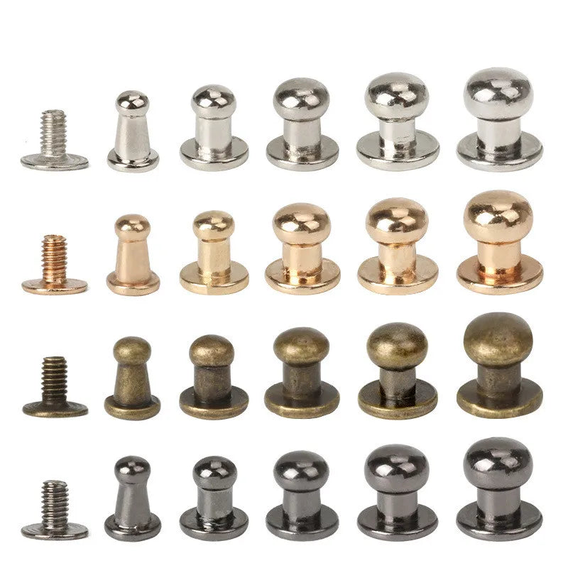20 Sets Metal Alloy Knob Screw Rivets Studs DIY Crafts Leather Belt Watch Band Round Monk Head Rivets Spikes Decor Nail Buckles