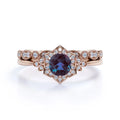 USA Fashion Gold Vermeil Jewelry 925 Sterling Silver Lab Alexanderite Vermeil Jewelry Keep Color Long Vermeil Ring Sets