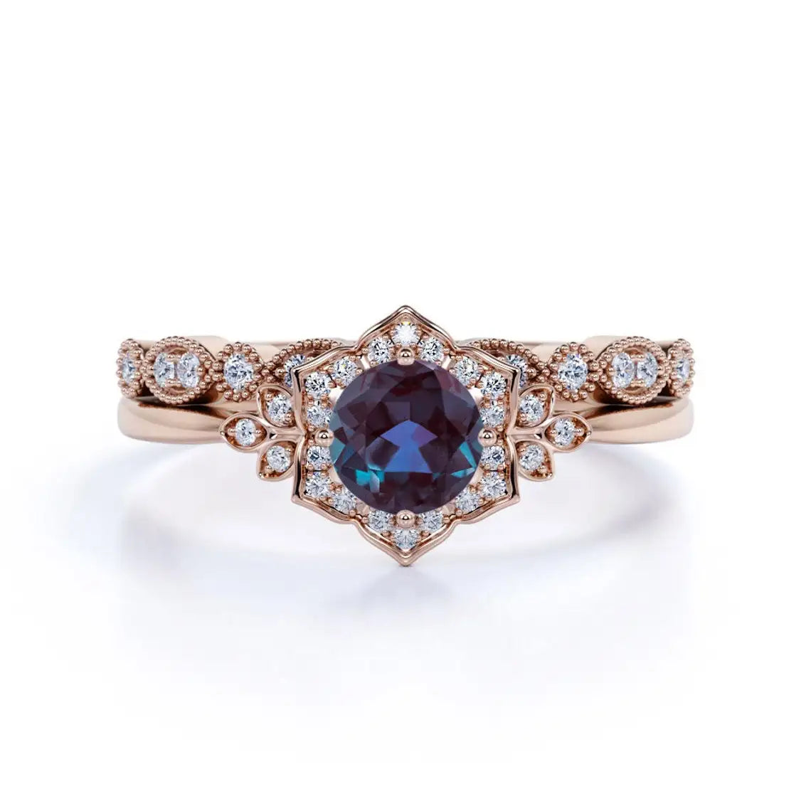 USA Fashion Gold Vermeil Jewelry 925 Sterling Silver Lab Alexanderite Vermeil Jewelry Keep Color Long Vermeil Ring Sets