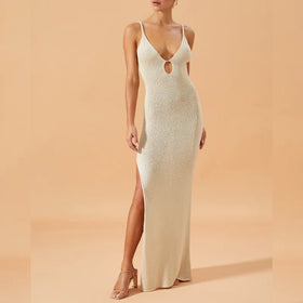 Manufacturer Custom 2024 Open Back Sleeveless Beach Cover Summer See Crochet Dress 1 Piece Front Logo Breathable UV Protection