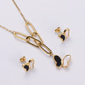 Waterproof Elegant Stainless Steel Jewelry Wholesale butterfly Necklace and Earrings Set
