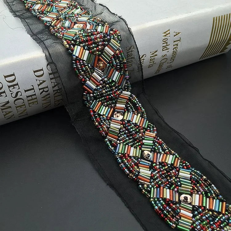 Ethnic Style Beaded Mesh Lace Trim Clothing DIY Accessories LT2493B