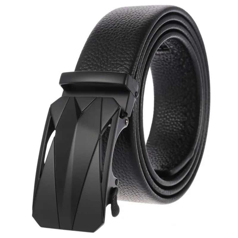 New Full Grain Cow Leather Belts for Men Men's Automatic Buckle Genuine Leather Belt Ratchet YiWu LQbelt Factory