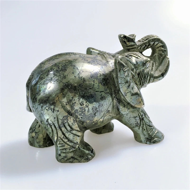 Huiying 4 Inch Pyrite Large Home Hand Made Elephants Statues for Sale