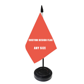 Customized 8.2x5.5 Inch Polyester Table Flag Mini Desk Pennant with Black ABS Stand for Office Decoration