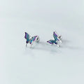 Fashion CZ Zircon Enamel Butterfly Animal Screw Ball Stud Earrings S925 Sterling Silver Jewelry for Women Gifts