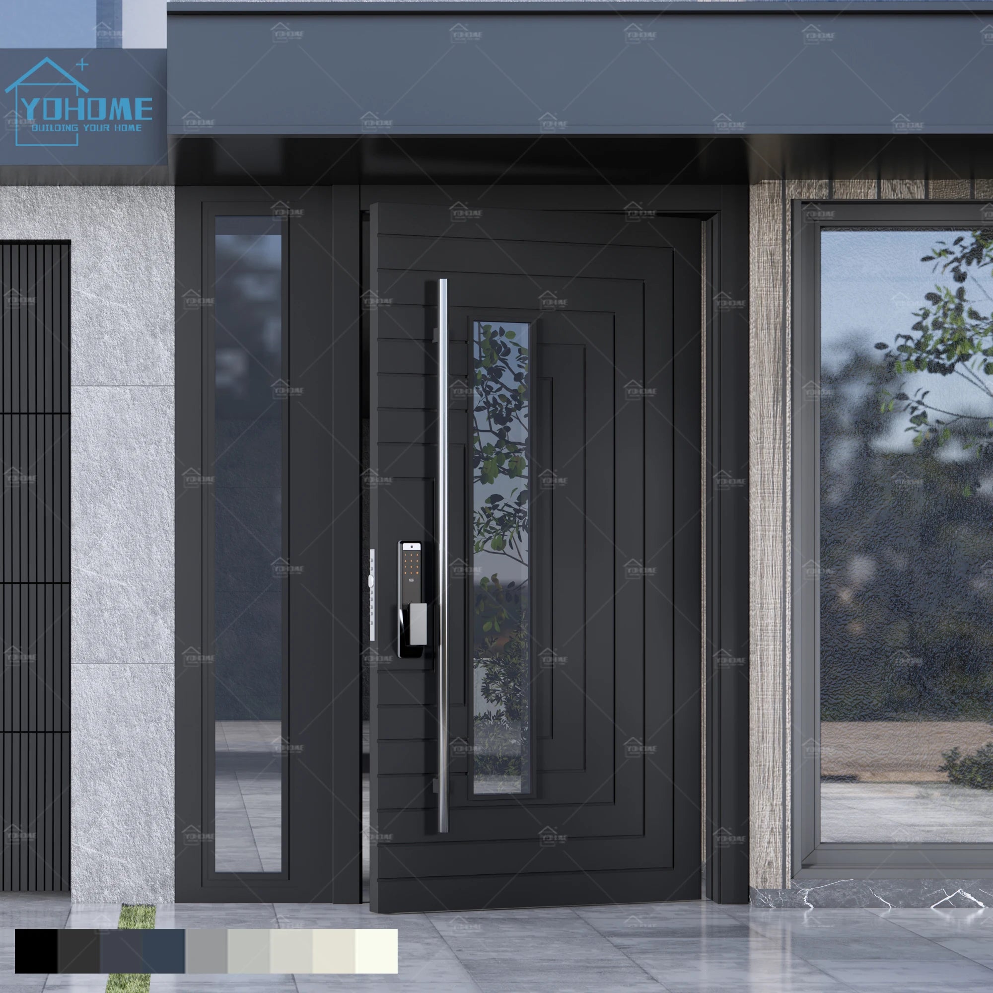 China Top Manufacturer Custom Main Door Design Anti-Violence Front Doors for Houses Modern Smart Pivot Entrance Door