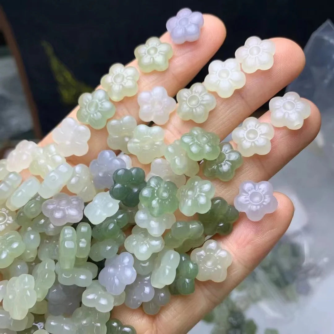 High Quality Natural Real Jade Nephrite Plum Blossom Flower Pendant for DIY Jewelry Making