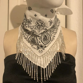Bride to Be Bachelorette Party Gift Ideas Disco Cowgirl Party Favor Rhinestone Tassel Fringe Custom Bling Cotton Bandana