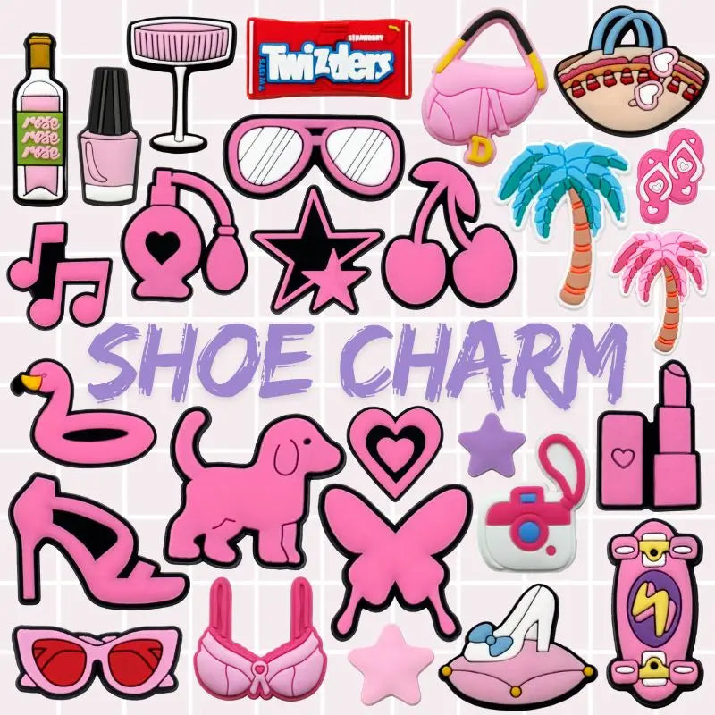 Trending Products 2024 Pvc Charm Shoe Accessories pink Trendy Clogs Decor Charm Designer Custom Wholesale Bag Charm Shoe Buckle