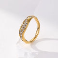 Hypoallergenic Water Proof 18k Gold Cubic Zirconia Half Eternity Anniversary Curve Band Wave Affordable Ring