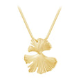 Latest 18K Gold Plated Stainless Steel Jewelry Herringbone Snake Chain Ginkgo Biloba Leaf Pendant for Women Necklace P243446