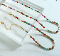 2022 Bohemian Style 18K Gold Plated Titanium Steel Beads Necklace Colorful Natural Gemstone Beaded Jewelry for Women Gift