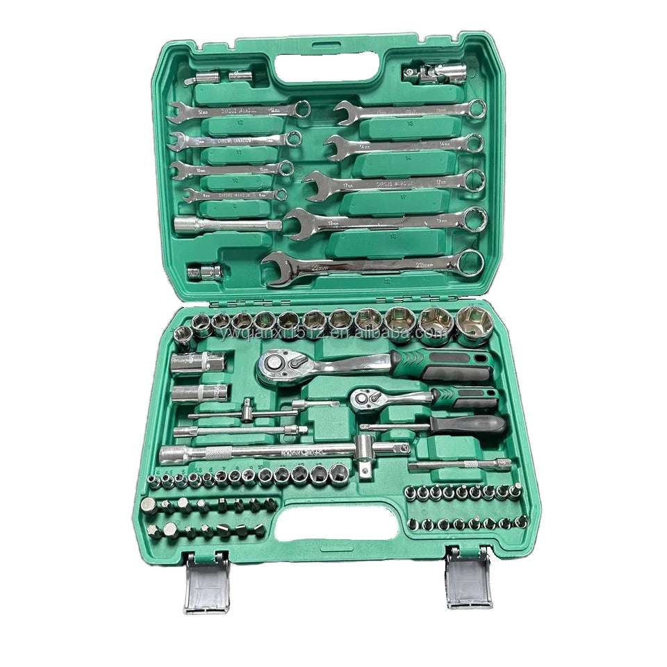 82pcs CR-V 72Teeth Wrench Mechanic Set Multifunctional High-Torque Portable Wrench Kit Heat-Treated Combination Box Car