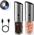 CE Rohs Rechargeable USB Ceramic Burr Spice Mill  Gravity Electric Salt and Pepper Grinder with LED Light