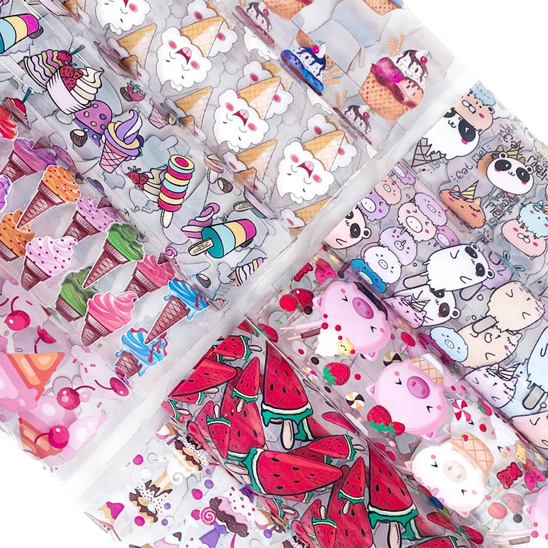 Custom Ice Cream Pattern Printed Design Pattern Uv Printing Design Glitter Jelly Vinyl Pvc Film for Making Crafts Bags